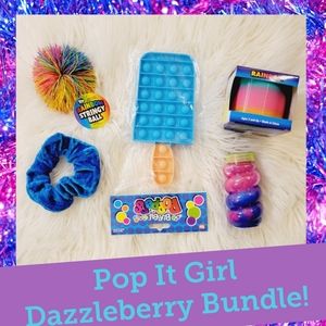 Pop It Girl, Pop It Bundle! Blue Scrunchie, Slime, Squishy Ball, Popsicle Pop It
